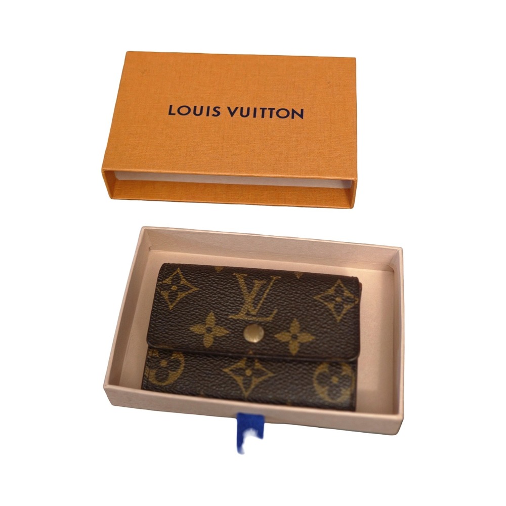 Louis Vuitton Monogram Porte Monnaie Plat Coin Purse Wallet & Box & Authenticity